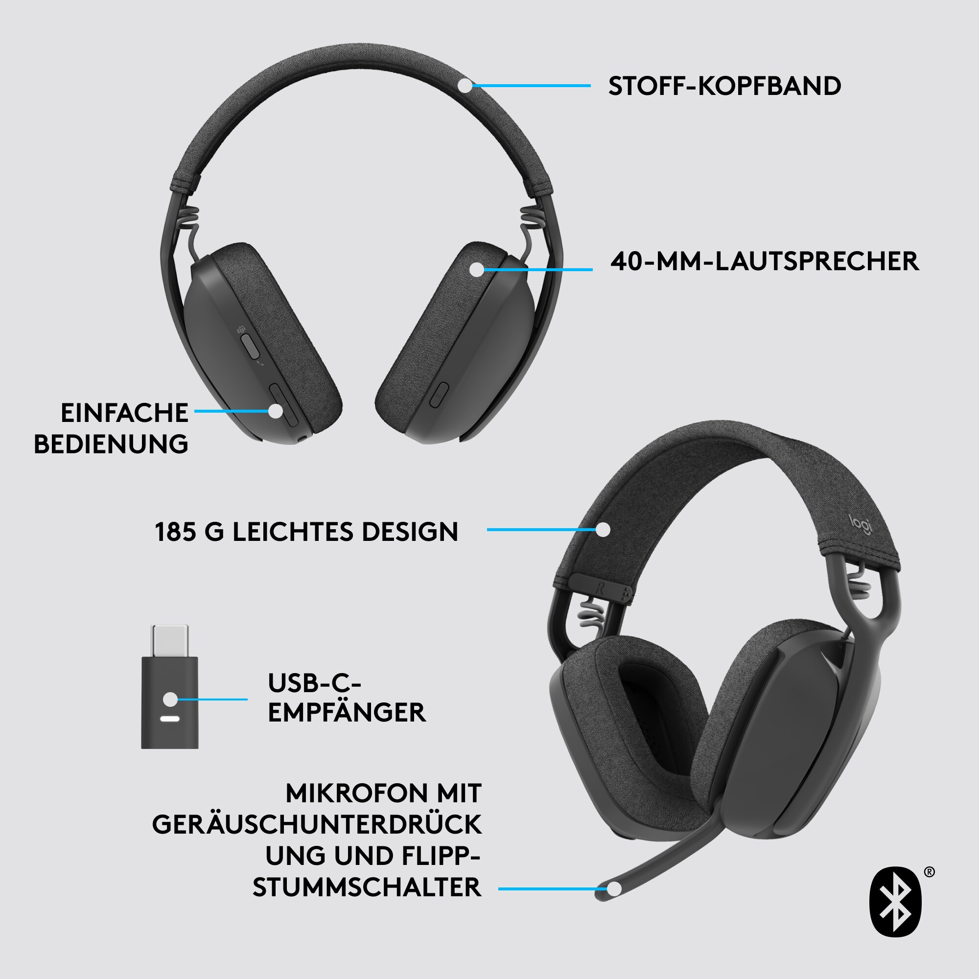 Logitech Zone Vibe Wireless Graphite Business Headset (MS-Teams Version)