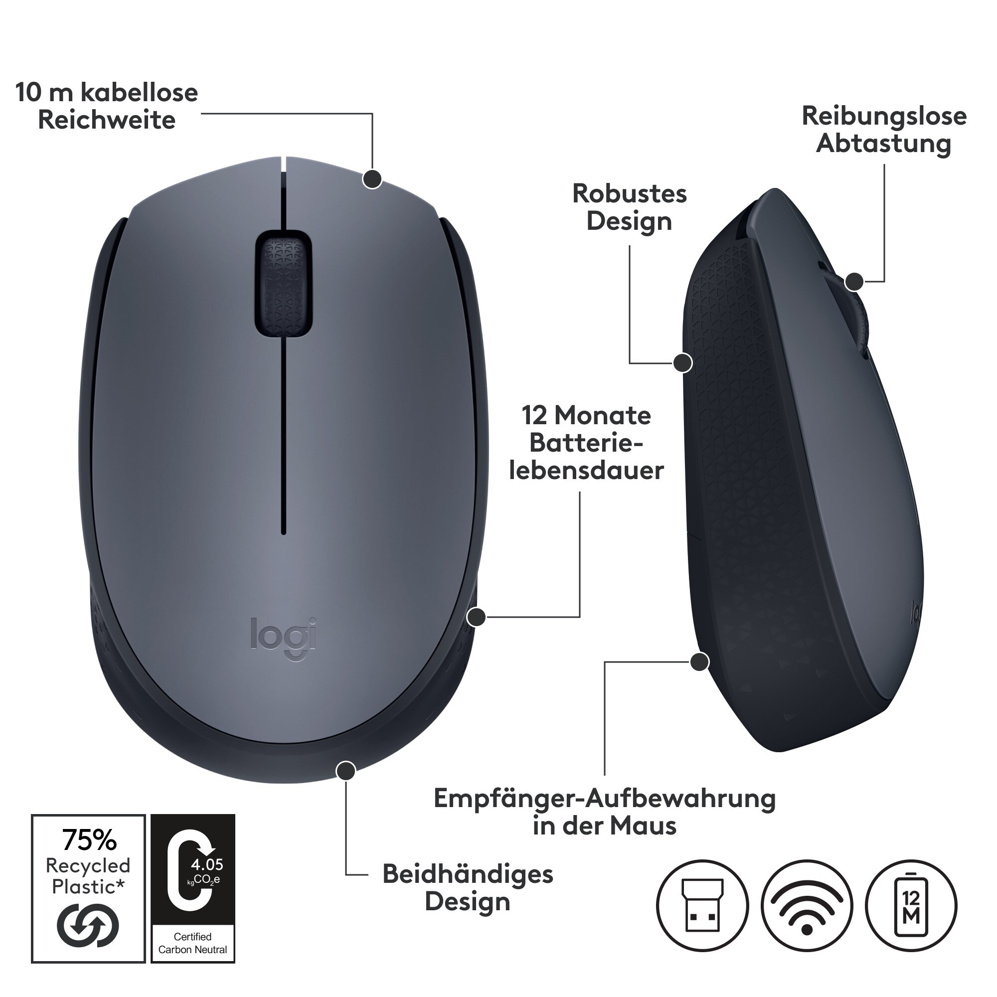 Logitech M170 Kabellose Maus Grau ++ Cyberport 
