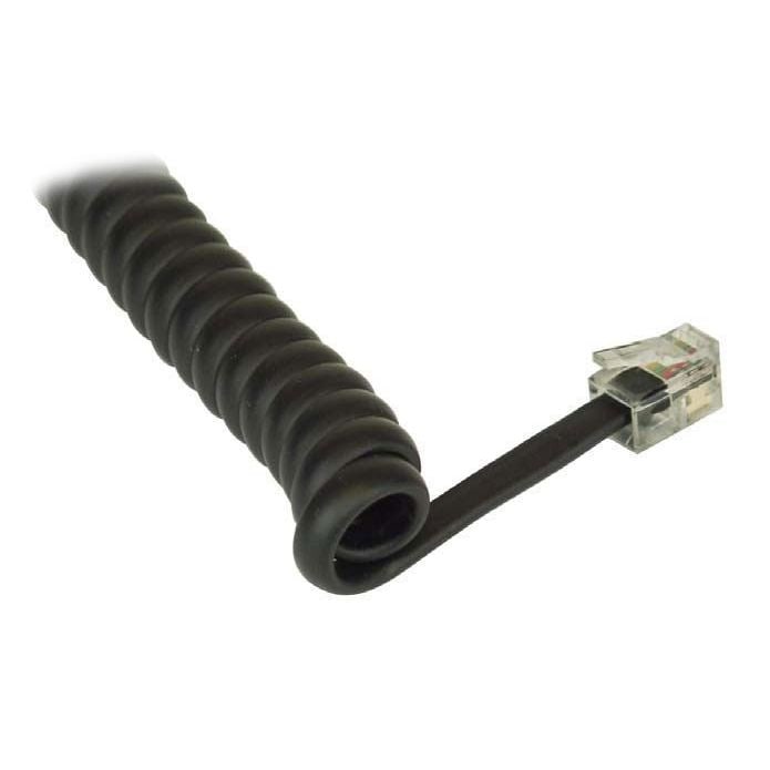 Telefonh&ouml;rerkabel Spiralkabel RJ10 schwarz Stecker/Stecker 4m