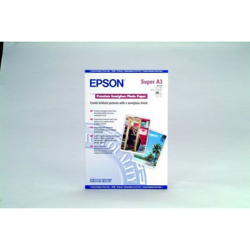 EPSON C13S041328 Premium Semigloss Photo Paper, DIN A3+, 250g/qm, 20 Blatt