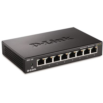 Plug günstig Kaufen-D-Link DGS-108 8-Port Desktop Gigabit Switch. D-Link DGS-108 8-Port Desktop Gigabit Switch <![CDATA[• Einfache Plug&Play-Installation • Quality of Service zur Priorisierung des Datenverkehrs • Arbeitet geräuschlos durch eine lüfterlose Bauweise 