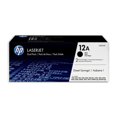 Jet X günstig Kaufen-HP Q2612AD / 12A Original Toner Schwarz (2 Stück). HP Q2612AD / 12A Original Toner Schwarz (2 Stück) <![CDATA[• HP 2A (Q2612AD) Tonerkartuschen Doppelpack • Farbe: Schwarz • Reichweite: 2x ca. 2.000 Seiten • Kompatibel zu: LaserJet 1010 