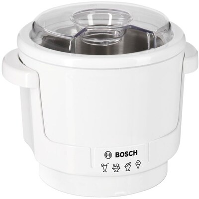 We Are günstig Kaufen-Bosch MUZ5EB2 Eisbereiter für MUM 5 weiß/transparent. Bosch MUZ5EB2 Eisbereiter für MUM 5 weiß/transparent <![CDATA[• Lieblings-Eissorten oder Sorbets einfach und bequem zubereiten • Volumen: bis zu 550ml • Zubereitungszeit: ca. 