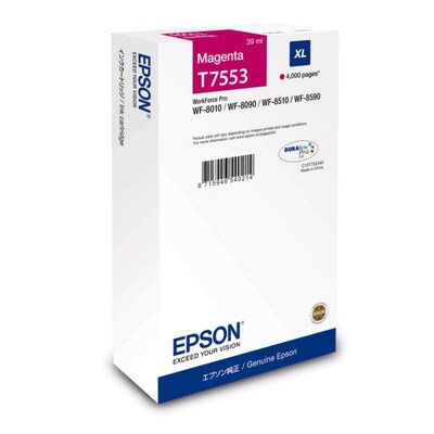 Druckerpatrone 34 günstig Kaufen-Epson C13T755340 Druckerpatrone magenta T7553 (ca. 4.000 Seiten). Epson C13T755340 Druckerpatrone magenta T7553 (ca. 4.000 Seiten) <![CDATA[Epson C13T755340 Druckerpatrone magenta T7553 (ca. 4.000 Seiten)]]>. 