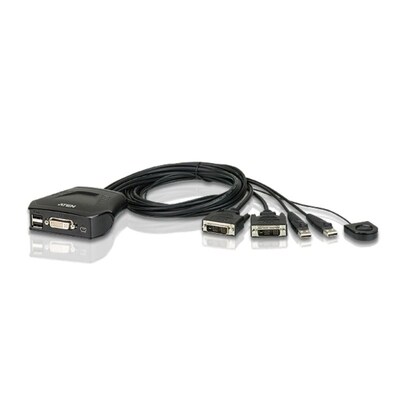 aus schalter günstig Kaufen-Aten CS22D 2-Port USB DVI KVM Switch schwarz. Aten CS22D 2-Port USB DVI KVM Switch schwarz <![CDATA[• Konsole steuert 2 Computer mit USB- und DVI-D-Schnittstellen • Computerauswahl über unabhängigen Port-Auswahlschalter • Verbesserte Bildqualität