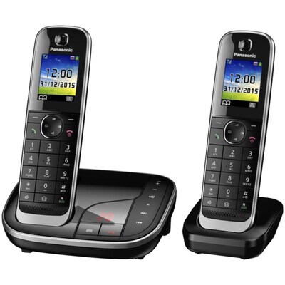 nur der günstig Kaufen-Panasonic KX-TGJ322GB schnurloses Duo DECT Festnetztelefon inkl. AB, schwarz. Panasonic KX-TGJ322GB schnurloses Duo DECT Festnetztelefon inkl. AB, schwarz <![CDATA[• Name oder Telefonnummer des Anrufers wird beim Klingeln angesagt • Anrufbeantworter r