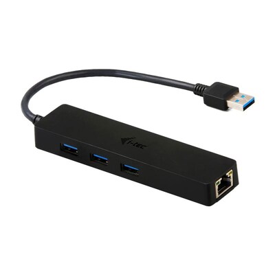 Hub Adapter günstig Kaufen-i-tec USB HUB Slim 3-Port USB 3.0 + RJ-45 Gigabit Ethernet Adapter schwarz. i-tec USB HUB Slim 3-Port USB 3.0 + RJ-45 Gigabit Ethernet Adapter schwarz <![CDATA[• Kombination von passivem USB 3.0 Hub mit Gigabit Ethernet Adapter • 3x USB 3.0 Port für 