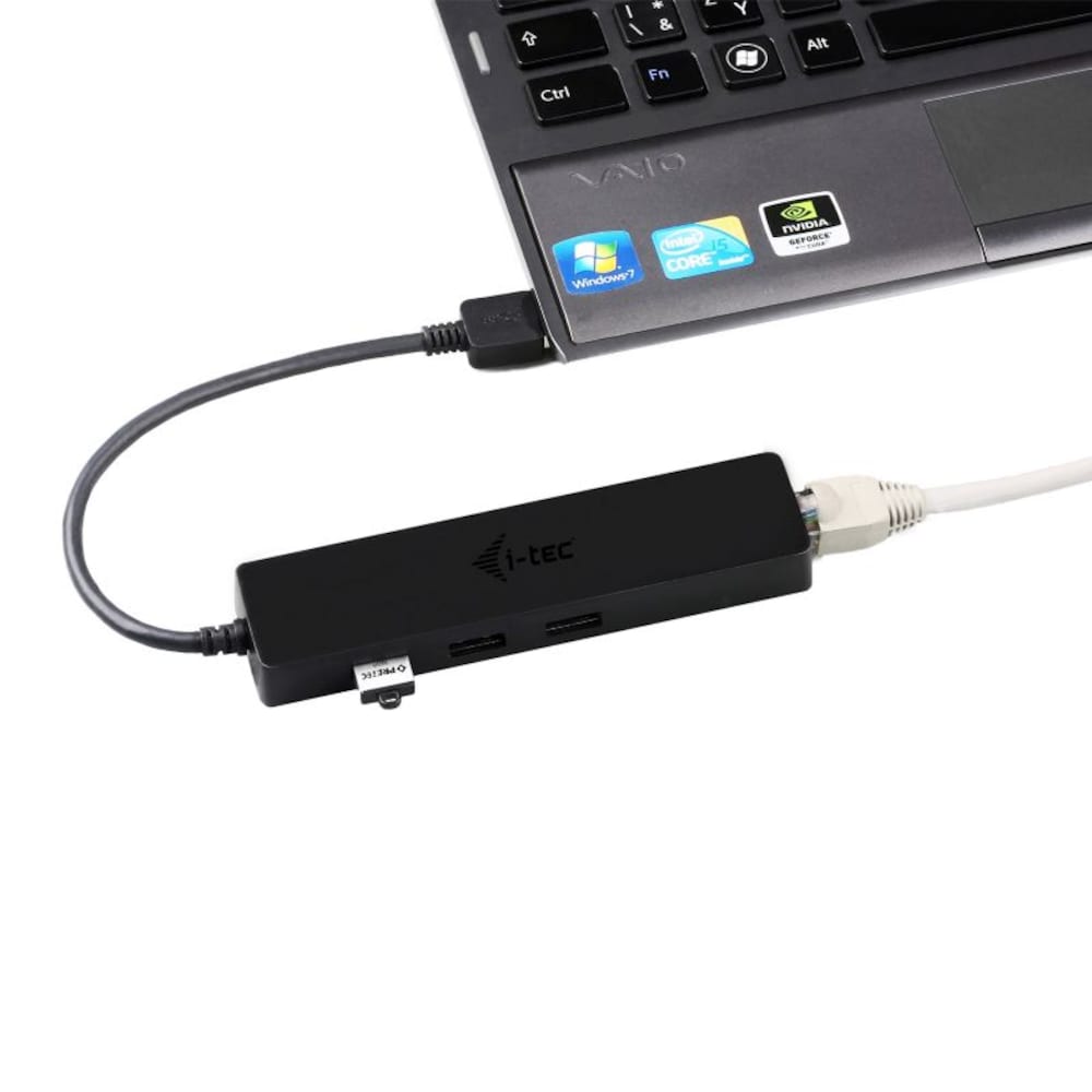 i-tec USB HUB Slim 3-Port USB 3.0 + RJ-45 Gigabit Ethernet Adapter schwarz