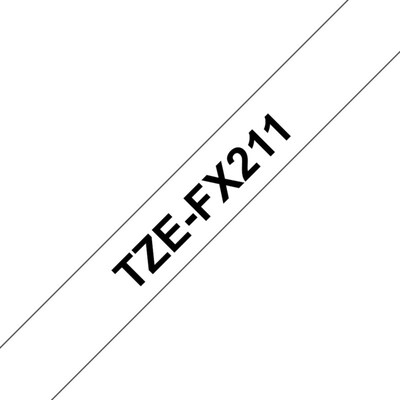 Brother  TZe-FX211 Schriftband 6mm x 8m schwarz auf weiss Flexi-Tape | 04977766692960