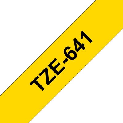 18mm günstig Kaufen-Brother TZe-641 Schriftband  schwarz auf gelb, 18mm x 8m, selbstklebend. Brother TZe-641 Schriftband  schwarz auf gelb, 18mm x 8m, selbstklebend <![CDATA[• Brother TZe-641 Druckerband 18mm x 8m • Bandfarbe gelb, Schriftfarbe schwarz • Entwickelt fü