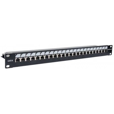 Schwarz  günstig Kaufen-Intellinet Abschließbares 24-Port Cat6 Patchpanel ungeschirmt schwarz / silber. Intellinet Abschließbares 24-Port Cat6 Patchpanel ungeschirmt schwarz / silber <![CDATA[• Kontakte beschichtet mit mindestens 0,50 μm Gold • Klemmleisten mit 90