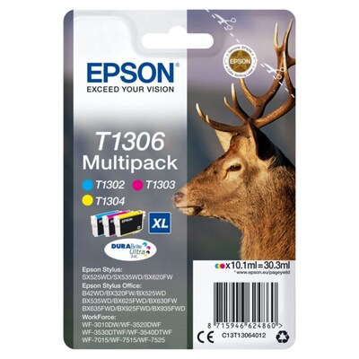 Epson Druckerpatronen Multipack T1306 / C13T13064012 (C, M, Y)