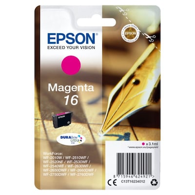 FOR EPSON günstig Kaufen-Epson 16 Original Druckerpatrone Magenta T1623. Epson 16 Original Druckerpatrone Magenta T1623 <![CDATA[• Epson Tintenpatrone C13T16234012 / C13T16234010 • Farbe: Magenta • Reichweite: ca. 165 Seiten (3,1 ml) • Kompatibel zu: WorkForce WF-2010W, W
