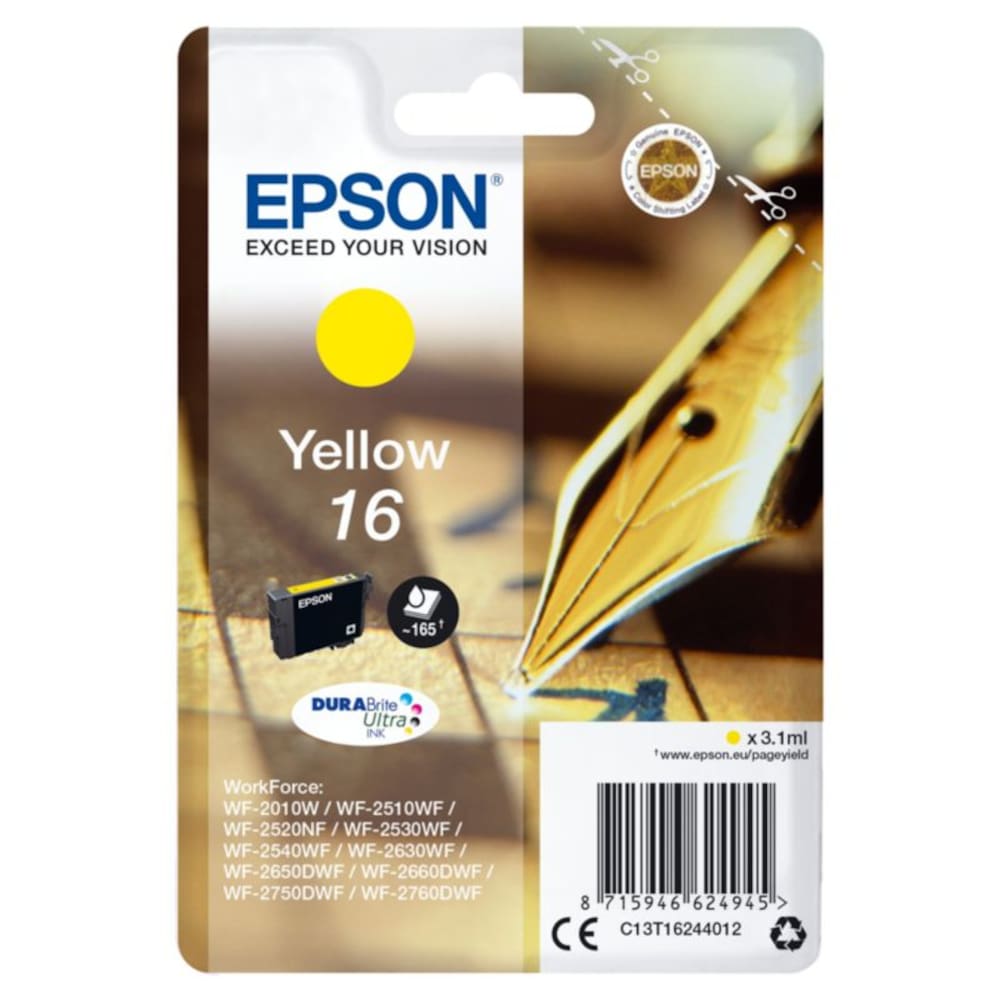 Epson C13T16244012 Druckerpatrone 16 DURABrite Ultra gelb