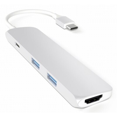 und Anschluss günstig Kaufen-Satechi USB3.0 Typ C Stecker auf 1x HDMI 2x USB Typ A Hub Adapter silber. Satechi USB3.0 Typ C Stecker auf 1x HDMI 2x USB Typ A Hub Adapter silber <![CDATA[• USB-Typ C Adapter mit 1x 4K HDMI Video-Ausgang • 1x USB-Typ C Anschluss mit Ladefunktion und 