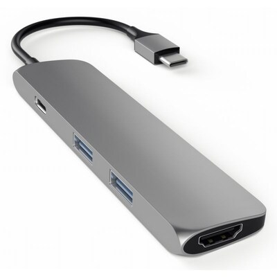 HUB 4 günstig Kaufen-Satechi USB3.0 Typ C Stecker auf 1x HDMI 2x USB Typ A Hub Adapter space grau. Satechi USB3.0 Typ C Stecker auf 1x HDMI 2x USB Typ A Hub Adapter space grau <![CDATA[• USB-Typ C Adapter mit 1x 4K HDMI Video-Ausgang • 1x USB-Typ C Anschluss mit Ladefunkt