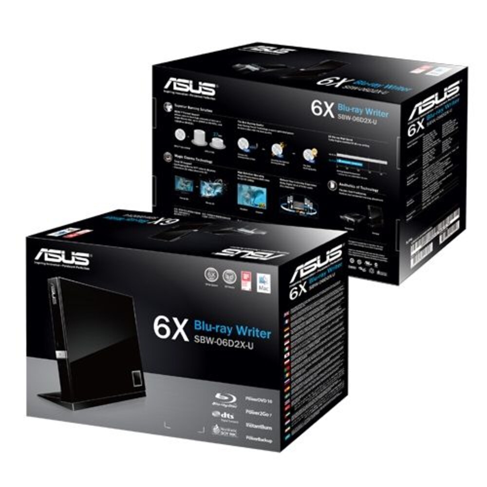 ASUS SBW-06D2X-U Blu-ray Brenner USB 2.0 Schwarz Retail