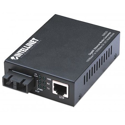 RJ45 günstig Kaufen-Intellinet Gigabit Ethernet Medienkonverter SC Multimode 550m. Intellinet Gigabit Ethernet Medienkonverter SC Multimode 550m <![CDATA[• Datenübertragungsrate: 1000 MBit/s, Externes Netzteil, 5 V • Ein 1000Base-T RJ45-Port, maximale Reichweite 100m 