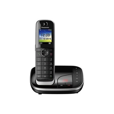 Fritz!DECT günstig Kaufen-Panasonic KX-TGJ320GB schnurloses DECT Festnetztelefon AB, schwarz. Panasonic KX-TGJ320GB schnurloses DECT Festnetztelefon AB, schwarz <![CDATA[• Anschluss: DECT • Display: farbig • Anrufbeantworter: 40 Minuten • Gesprächszeit bis zu: 18 h Stand-