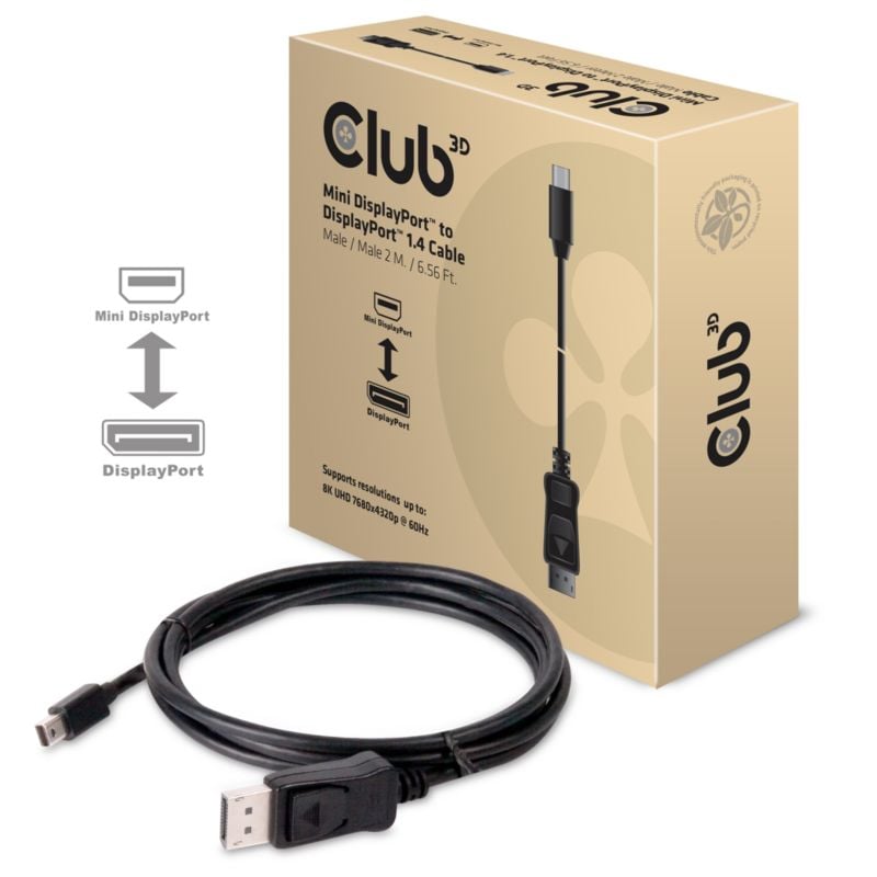 Club 3D mini DisplayPort auf Displayport 1.4 HBR3 Kabel 2,0m