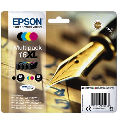 XL Tintenpatronen günstig Kaufen-Epson 16XL Original Druckerpatronen Multipack Schwarz Cyan Magenta Gelb T1636. Epson 16XL Original Druckerpatronen Multipack Schwarz Cyan Magenta Gelb T1636 <![CDATA[• Epson T1636 Tintenpatronen Multipack C13T16364010 / C13T16364012 • Farbe: Schwarz, 