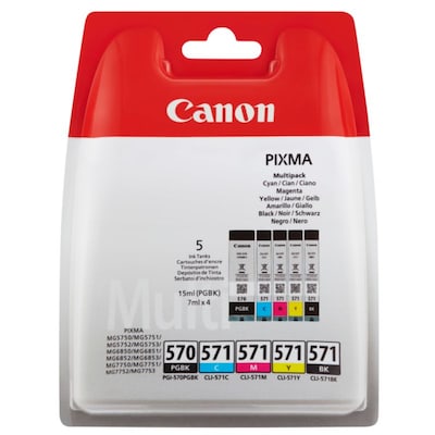 Schwarz Gelb günstig Kaufen-Canon CLI-571BK/C/M/Y PGI-570PGBK Druckerpatronen Multipack. Canon CLI-571BK/C/M/Y PGI-570PGBK Druckerpatronen Multipack <![CDATA[• Canon PGI570PGBK + CLI571BK/C/M/Y Tintenpatronen (0372C004) • Farbe: pigm. Schwarz, Cyan, Magenta, Gelb, Schwarz • In