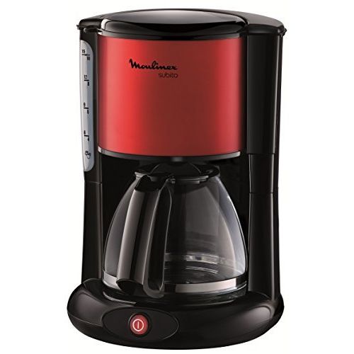 Moulinex FG360D Glas-Kaffeemaschine Subito Metallic-Rot/Schwarz