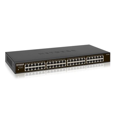 MBit/s günstig Kaufen-Netgear GS348 48x Gigabit Switch 10/100/1000MBit Metallgehäuse Befestigungskit. Netgear GS348 48x Gigabit Switch 10/100/1000MBit Metallgehäuse Befestigungskit <![CDATA[• 48x 10/100/1000 Mbit Gigabit Ethernet • Lüfterloses Design für leisen