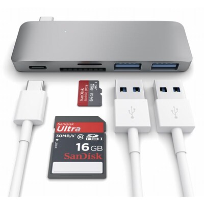 Satechi USB-C Passthrough Hub Space Gray für Macbook 12"