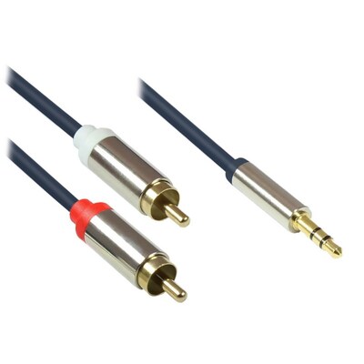 Soundstation/Stereo  günstig Kaufen-Good Connections 3,5mm Klinkenkabel 5m Stecker zu 2x RCA Stecker dunkelblau. Good Connections 3,5mm Klinkenkabel 5m Stecker zu 2x RCA Stecker dunkelblau <![CDATA[• Klinke-Kabel • Anschlüsse: Klinke 3,5mm Stereo 3-pol. und 2x Cinch stereo • Farbe: b