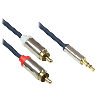 Good Connections 3,5mm Klinkenkabel 5m Stecker zu 2x RCA Stecker dunkelblau