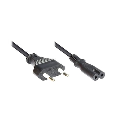 Good Connections Euro-Netzkabel 3m Netzstecker zu Euro 8 Buchse schwarz