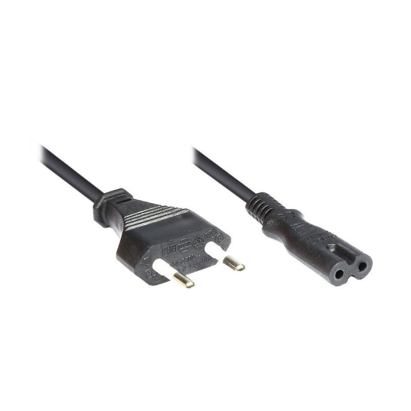 Good Connections Euro-Netzkabel 3m Netzstecker zu Euro 8 Buchse schwarz