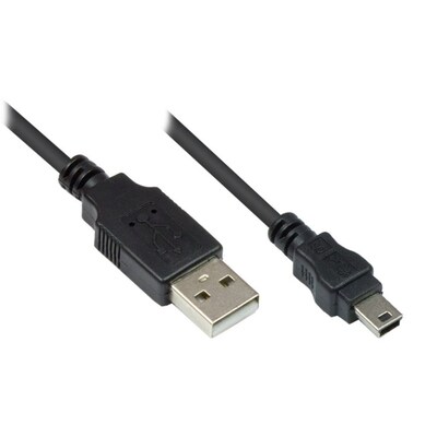 USB C  günstig Kaufen-Good Connections USB 2.0 Anschlusskabel 1,8m St. A zu St. mini B 5-pin schwarz. Good Connections USB 2.0 Anschlusskabel 1,8m St. A zu St. mini B 5-pin schwarz <![CDATA[• USB-Kabel • Anschlüsse: USB Typ A und USB mini B • Farbe: schwarz, Länge: 1,8