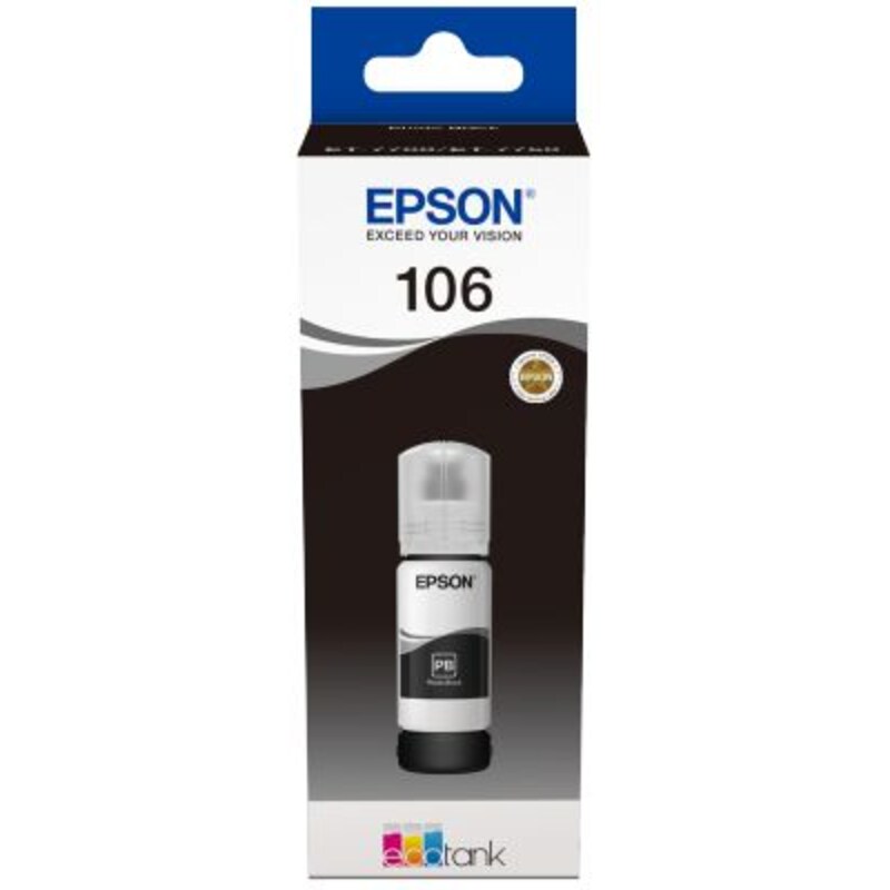 100m/106 günstig Kaufen-Epson C13T00R140 Original Tintenbehälter 106 Foto-Schwarz EcoTank 70ml. Epson C13T00R140 Original Tintenbehälter 106 Foto-Schwarz EcoTank 70ml <![CDATA[• Epson Tintenpatrone C13T00R140 • Farbe: Foto Schwarz • Reichweite: ca. 5.000 Seiten • Kompa