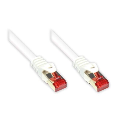 ca 25 günstig Kaufen-Good Connections 0,25m RNS Patchkabel CAT6 S/FTP PiMF weiß. Good Connections 0,25m RNS Patchkabel CAT6 S/FTP PiMF weiß <![CDATA[• RJ45 Stecker an RJ45 Stecker, mit Rastnasenschutz (RNS) • Vergoldete Kontaktflächen • S/FTP-Kabel (Schirmung