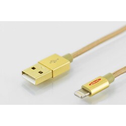 ednet iPhone 5/6 Lade- &amp;amp; Datenkabel USB2.0 USB-A auf Lightning-Stecker gold 1m