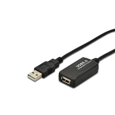 DIGITUS USB 2.0 Verlängerungskabel 5m aktiv St./Bu. schwarz