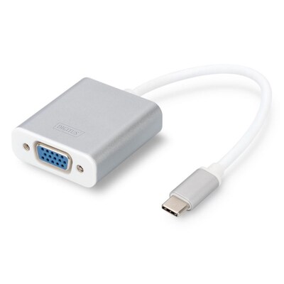 DIGITUS USB 3.0 Adapter 0,2m Typ-C zu VGA Grafik 1080p St./Bu. weiß