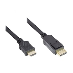 Good Connections 2,0m Displayport zu HDMI Anschlusskabel schwarz 24K vergoldet