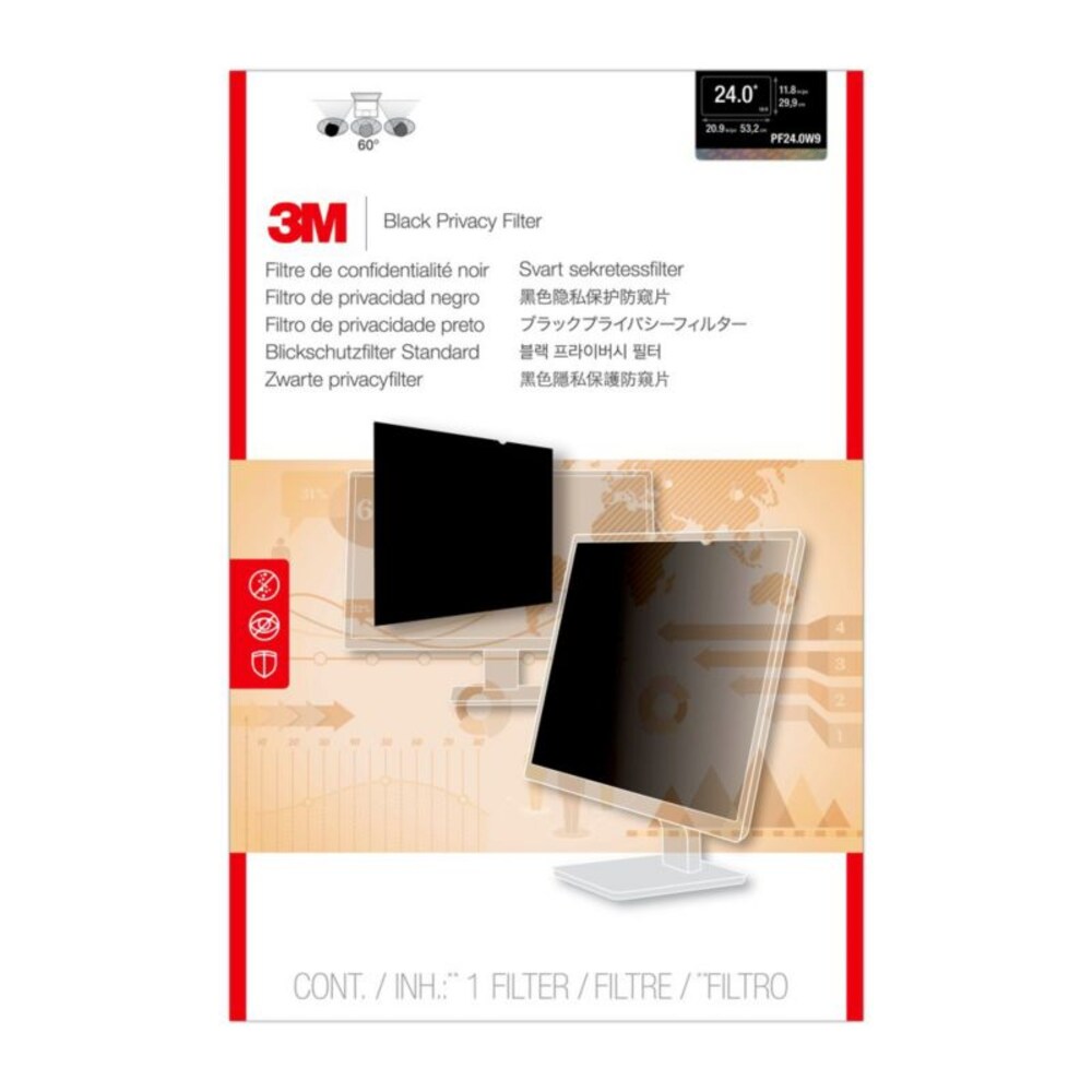 3M PF240W9B Blickschutzfilter Black für 24 Zoll (61cm) Breitbild-Monitor 16:9
