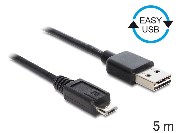 Delock Kabel EASY-USB 2.0 Typ-A Stecker &amp;gt; USB 2.0 Typ Micro-B Stecker 5m schwarz