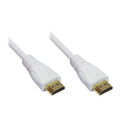 The EC günstig Kaufen-Good Connections High Speed HDMI Kabel 1,5m mit Ethernet gold Stecker weiß. Good Connections High Speed HDMI Kabel 1,5m mit Ethernet gold Stecker weiß <![CDATA[• HDMI-Kabel • Anschlüsse: HDMI A und HDMI A • Farbe: weiß, Länge: 1,5m • 