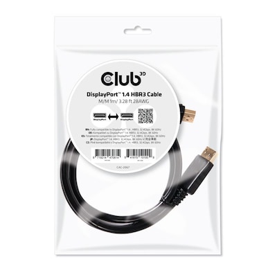 Club  günstig Kaufen-Club 3D DisplayPort 1.4 Kabel 1m DP zu DP HBR3 St./St. schwarz CAC-2067. Club 3D DisplayPort 1.4 Kabel 1m DP zu DP HBR3 St./St. schwarz CAC-2067 <![CDATA[• Displayport-Kabel • Anschlüsse: Displayport und Displayport • Farbe: schwarz, Länge: 1,0m 