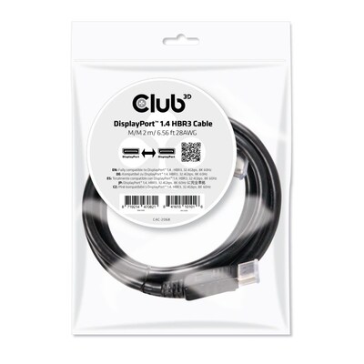 CLUB günstig Kaufen-Club 3D DisplayPort 1.4 Kabel 2m DP zu DP HBR3 St./St. schwarz CAC-2068. Club 3D DisplayPort 1.4 Kabel 2m DP zu DP HBR3 St./St. schwarz CAC-2068 <![CDATA[• Displayport-Kabel • Anschlüsse: Displayport und Displayport • Farbe: schwarz, Länge: 2,0m 