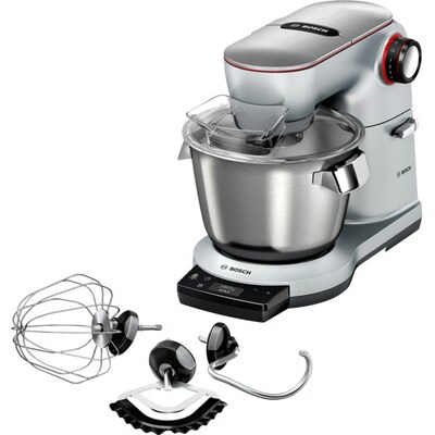 Ich und günstig Kaufen-Bosch MUM9AX5S00 OptimMUM Küchenmaschine platinum silber. Bosch MUM9AX5S00 OptimMUM Küchenmaschine platinum silber <![CDATA[• 1.500 Watt, Edelstahl-Rührschüssel für bis zu 5,5 Liter • 3D Planetary Mixing: Schnelle und gründliche Vermengu