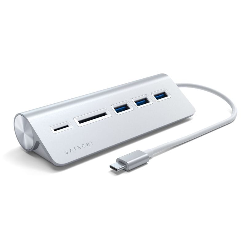 Satechi Type-C Aluminium USB Hub &amp;amp; Card Reader silber