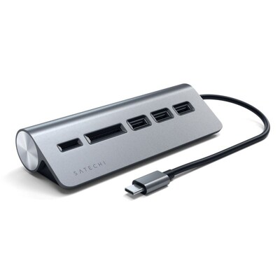 Hub Mini günstig Kaufen-Satechi Type-C Aluminium USB Hub & Card Reader space gray. Satechi Type-C Aluminium USB Hub & Card Reader space gray <![CDATA[• 3 USB-3.0.-Anschlüsse, Micro-SD & SD-Kartensteckplatz • Anschluss via USB-C-Kabel • hochwertiges Design]]>. 