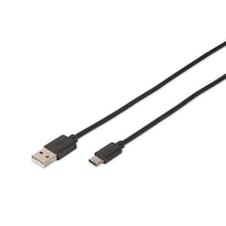 Digitus USB 2.0 Anschlusskabel 1,8m Typ-C zu A High Speed St./St. schwarz