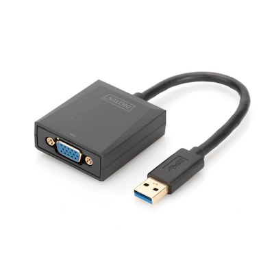 Adapter Audio günstig Kaufen-DIGITUS USB 3.0 zu VGA Grafikadapter schwarz. DIGITUS USB 3.0 zu VGA Grafikadapter schwarz <![CDATA[• VGA/DVI-Adapter • Anschlüsse: USB Typ A und VGA-Buchse • Farbe: schwarz • passend für: DatenAudio/Video • Farbe: Schwarz]]>. 